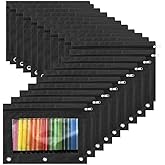 Marspark 48 PCS Pouch Bag for 3 Ring Binder - Bulk Zipper Pencil Binder Pouches with Clear Window for Utensils Storage Supplies(Black)