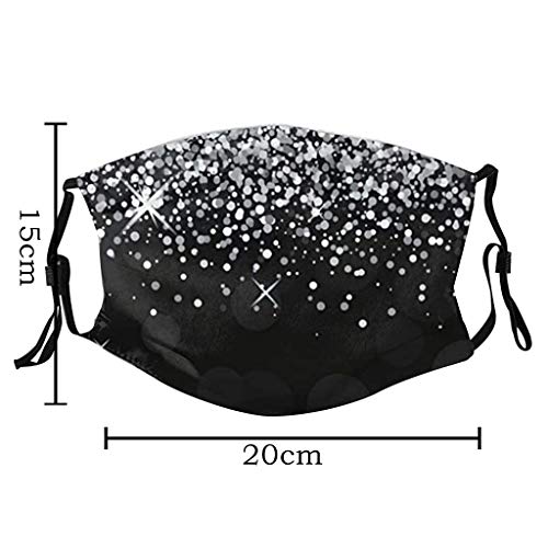 MiMiey Mundschutz Mode Pailletten Gestreift Waschbar Wiederverwendbar Gesichtsschutz Outdoor Staubdicht Winddicht Radfahren Motorrad Face Bandanas Einstellbar Kopftuch (Schwarz 1PC)