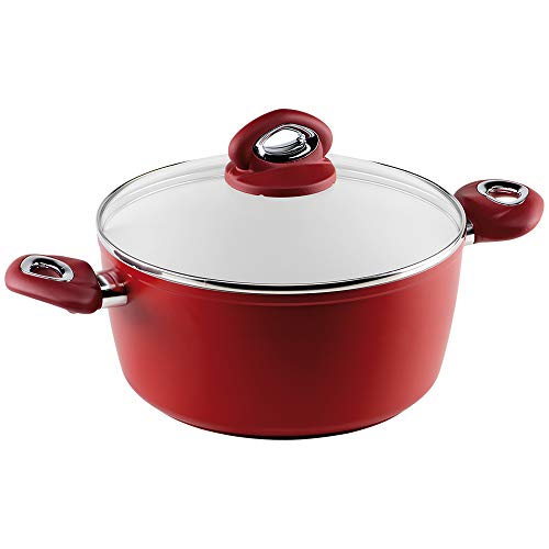 Bialetti Aeternum 10 Piece Nonstick Cookware Set, Ceramic Interior, Red