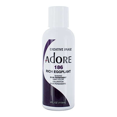 Adore Semi-Permanent Haircolor #186 Rich Eggplant 4 Ounce (118ml) (Best Permanent Plum Hair Dye)