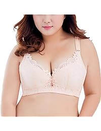 SEA BBOT Sujetador de encaje para mujer, tallas grandes, floral, con alambre suave, taza para el día a día