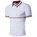 Cottory Men's Fashion Stripe Contrast Color Short Sleeve Polo T Shirt