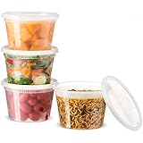 [48 Count 16 Oz Combo] Basix Disposable plastic Deli Food Storage Containers With Plastic Lids, Leakproof, Great For Meal Pre