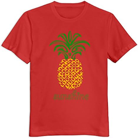 Men's 100% Cotton Pineapple T-Shirt Red US Size M