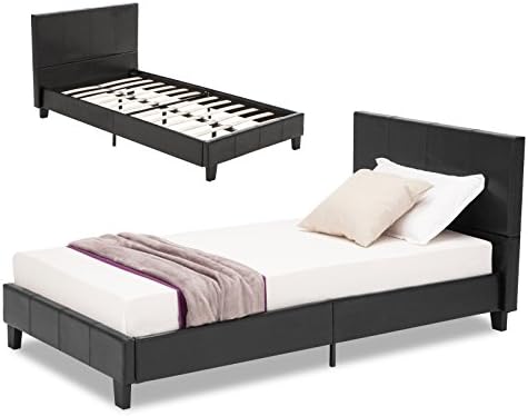 DFM PU Upholstered Leather Platform Bed Frame &amp; Slats ,Full Size