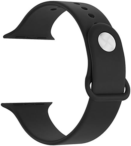 VONTER Soft Silicone Apple Watch Band 38mm Black,Soft Silicone Replacement Band for Apple Watch Series 2, Series 1, Sport iWatch Band for Men/Women Model Smart Watch Band Edition