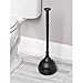 mDesign Modern Compact Plastic Toilet Bowl Brush and Plunger Combo Set with for Bathroom Storage and Organization - Sturdy, Heavy Duty, Deep Cleaning, 2 Pieces - Black