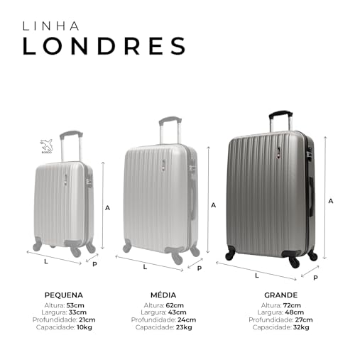 Mala de viagem 32kg Grande Londres Swiss Move Prata