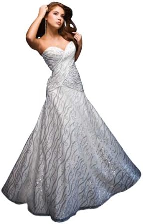 Tony Bowls 110549 Strapless Dress, White Silver, 2