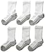 Gold Toe Big Boys' 6 Pack Athletic Crew Sock, White/Grey, Medium