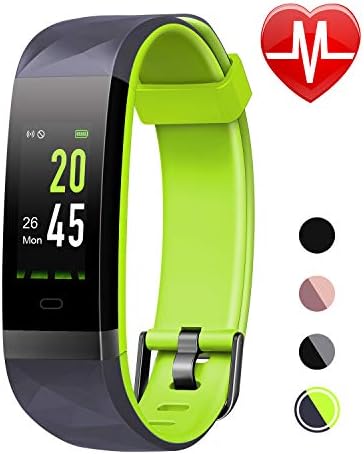 LETSCOM Fitness Tracker HR Color Screen, IP68 Waterproof Smart Watch with Step Counter Sleep Monitor, Pedometer Watch for Men Women Kids (Gray-Green)