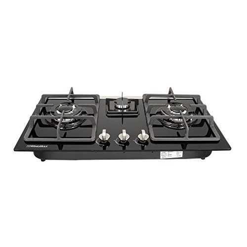 WINDMAX 30" Builtin 3 Burners Gas Hob Cooktop Tempered Glass NG/LPG