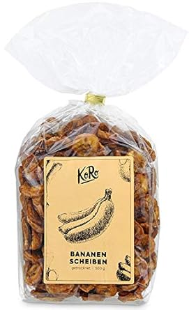 KoRo | BIO Bananenscheiben getrocknet | 500 g | Ohne Zuckerzusatz | Ungeschwefelt | Bananen Scheiben | Trockenfrüchte