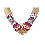 Zmart Women Fingerless Lined Ethnic Knit Cable Gloves Mittens