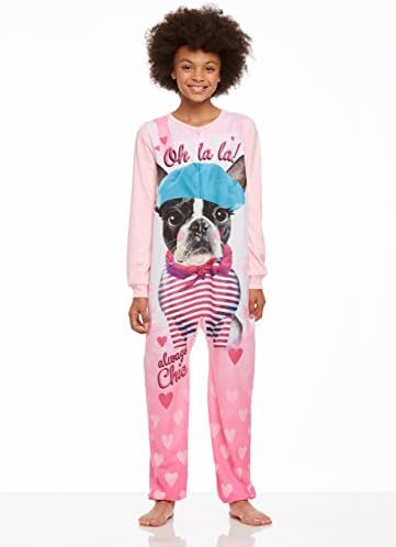 Jellifish Kids Girls Blanket Sleeper Onesie Pajamas, Dog Wraparound Print, by