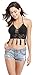 Women's Summer Crochet Crop Top Halter Bikini Bra Bralette, Black