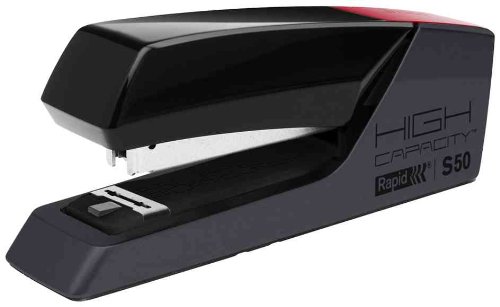Rapid S50 Stapler Flat Clinch Half Strip Solid Steel with 50 Sheets Capacity - Black