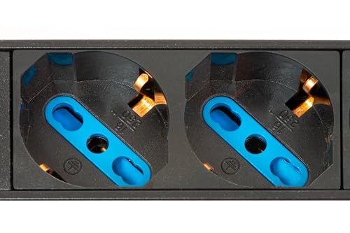 Link 19" Rack Power Strip LK10051 with 8 Universal Sockets and Switch, Italian Plug, 16A, Cable 1.75 m, Metal, Capacity 3.5 KW, Dimensions 48.5 x 4.5 x 4.5 cm. Reversible Flights