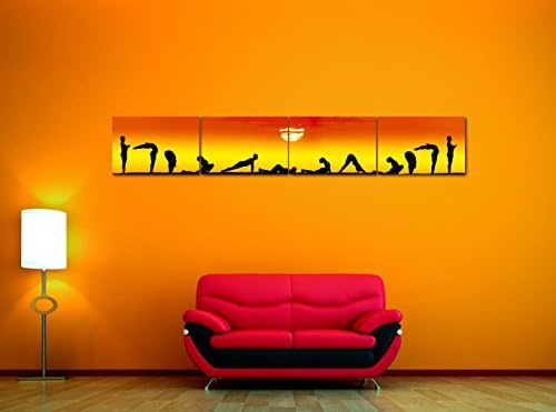 Four Panel "Sun Salutation" Yoga Studio Wall Art Canvas Print