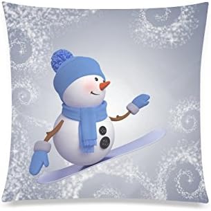 Christmas Snowman Custom Rectangle Sofa Home Decorative Throw Pillow Case Cushion Cover Cotton Polyester Twin Side Printing 20"x 20"