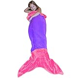 Dressyday Kids Mermaid Blanket Coral Velvet Tail Blanket Bed Sleeping Bags