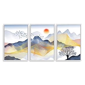 Framed Abstract Landscape Home Artwork for Living Room...