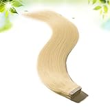 Tape in Hair Extensions Blonde Grade 6A 16-22inch Double Side Tape Seamless Skin Weft Rooted Tape on Human Hair Extensions Long Straight Silky (16
