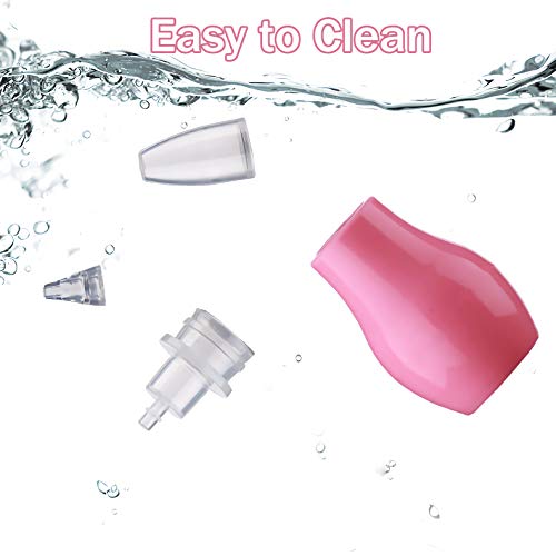 LANEYLI Baby Nasal Aspirator Nose Cleaner Ear Syringe Bulb Syringe Nasal Snot Sucker Remover for Newborn Baby Toddlers BPA Free Cleanable and Reusable Pink Pack of 2