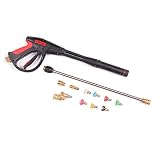 Pressure Washer Gun Accessories Kit: 4000 PSI Power Washer Wand Attachment w/High Pressure Extension, Pivot Connector, Male Adapter Parts & Quick Connect Water Spray Nozzles for Car Wash or Concrete