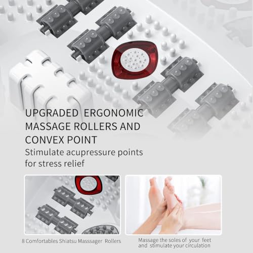 Foot Spa Bath Massager with Heat, Epsom Salts, Bubbles, Vibration and Red Light, Tub for Stress Relief, Foot Soaker, Birthday Gifts for Mom Dad Women