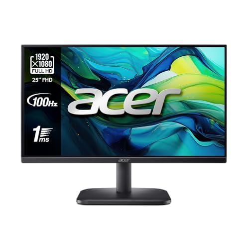 Acer EK251Q EBI - Monitor 25 Full HD IPS 100Hz (62.2 cm, 1920 x 1080, 16:9, 250 Nits, 1ms VRB, AMD FreeSync, ZeroFrame, 1xVGA/1xHDMI 1.4) Monitor PC, Black