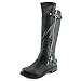 Forever Link Women's MANGO-21 Quilted Zipper Accent Riding Boots, Black, 8