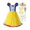 Relibeauty Kleine meisjes prinses jurk Juliet mouwen geel kostuum met accessoires (10 jaar, geel)