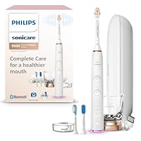 Philips Sonicare DiamondClean Smart 9500 Electric Toothbrush, Sonic Toothbrush with App, Pressure Sensor, Brush Head Detection, 5 Brushing Modes and 3 Intensity Levels, Rosegold, Model HX9923/61