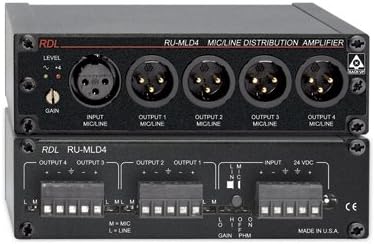 RDL RU-MLD4T MicLine Distribution Amplifier 4 CH with Studio Quality Audio Output Transformer - Power Supply Included