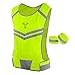 247 Viz Running Reflective Vest with Inside Pocket and 2 Bands, High Visibility Reflective Running Gear Safety Vest Straps for Men Women Kids for Night Running Walking Cycling Yellow