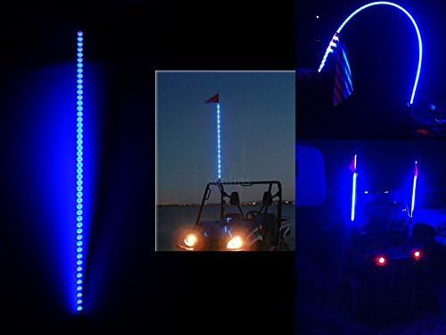 OZ America LED Lighted Whip w/ Flag Atv Utv Off Road Sand Dunes Led Lighted Whip Atv Utv Antenna 6ft,blue Color