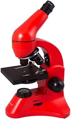 Levenhuk Rainbow 50L Plus Orange Student Microscope (64-1280x Magnification, Metal Body, Glass Optics) with Experiment Kit and Case