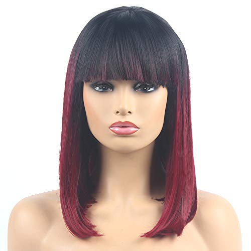 Destiny Love Short Bob Wig Dark Wine Red Synthetic Lace Front Wig Ombre Color Black Heat Resistant Fibre Hair Half Hand Tied Lace Wigs With Bangs For Black Women 14 Inches Buy Destiny Love Short Bob Wig Dark Wine Red Synthetic Lace Front Wig Ombre Color Black Heat Resistant Fibre Hair Half Hand Tied Lace Wigs With Bangs For Black Women 14 Inches Buy