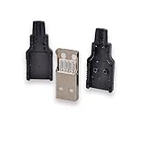 Conwork 10-Pack USB 2.0 Type A Male Socket 4 Pin Plug Connector with Black Plastic Cover