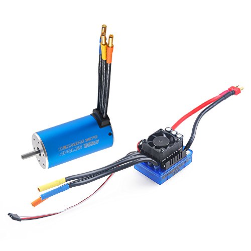 RCRunning 3670 Sensorless Brushless Motor with 120A Splashproof Brushless ESC Electronic Speed Controller for 1/8 Monster Truck Truggy Cars