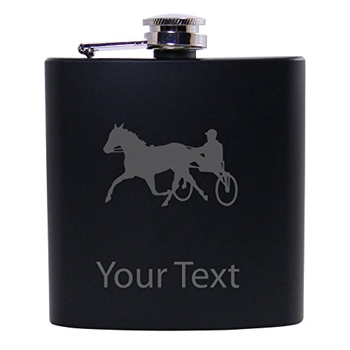 Personalized Custom Harness Horse Racing Black Stainless Steel Hip Customizable Flask
