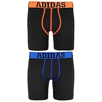 adidas Boy's Sport Performance Climalite Midway Underwear (2 Pack), Black/Solar Orange/Black/Shock Blue, Large/14-16