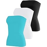 DYLH Cotton Tube Tops for Women Summer Cute Strapless Shirts Stretchy Basic Bandeau 3 Pack
