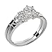 FlameReflection Stainless Steel Women Wedding Engagement Rings Set Round White Cubic Zirconia Band (Optional Stud Earrings or Customized Engraving)