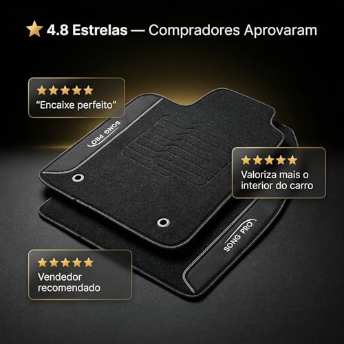 Tapete Emborrachado para Byd Song Pro 2025 2026 - Jogo 3 Peças Exclusivo