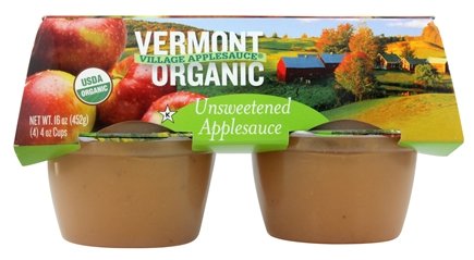 Vermont Village - Organic Applesauce Unsweetened - 4 x 4 oz. CupsUSDA Organic