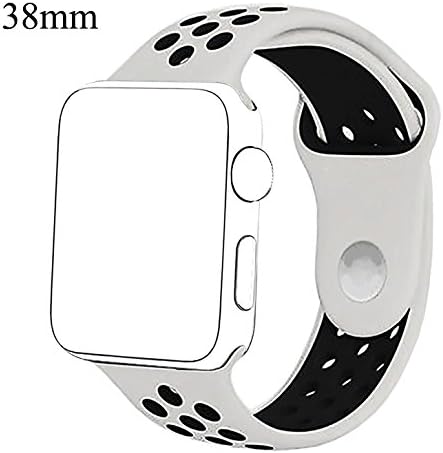 Apple Watch Band Voken Series 1,Series 2,Series 3,Soft Silicone Replacement Sport Wristband Wrist Strap for iWatch Sport Band M/L (38mm White/Black)