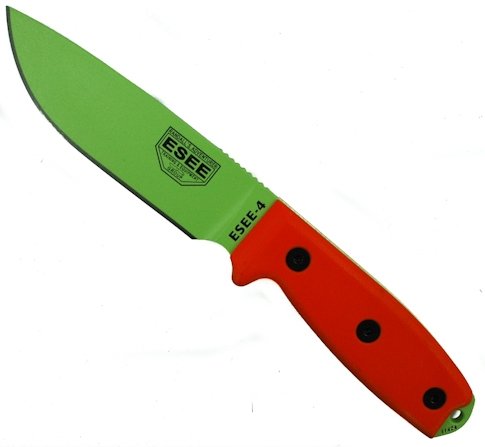 ESEE 4 Survival Knife Venom Green Blade Plain Edge Black Kydex Sheath ESEE-4P-VG