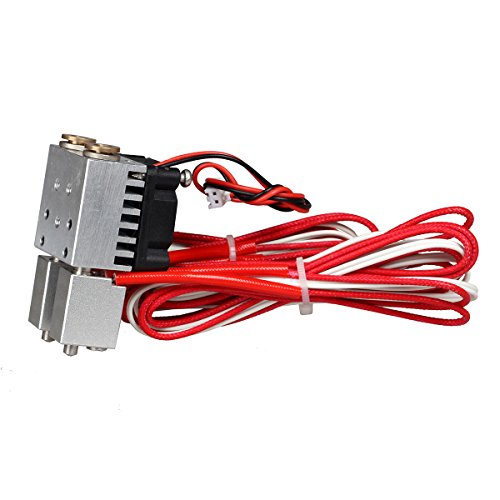 3DSWAY 3D Printer Parts 12V All-metal Long-distance Feeding Dual Heads Integrated Hotend Kit with Cooling Fan for 0.4mm 1.75mm